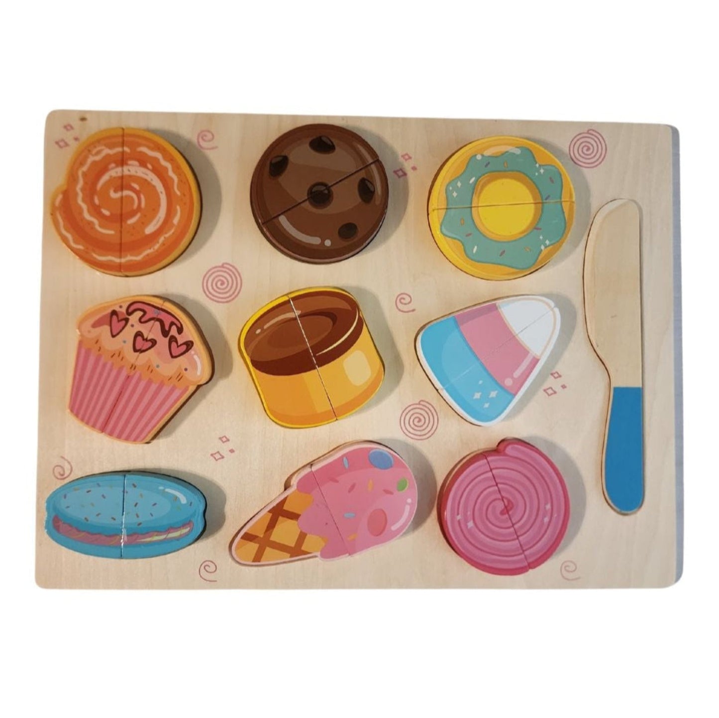 Wooden Puzzle Cutting Dessert Play Board