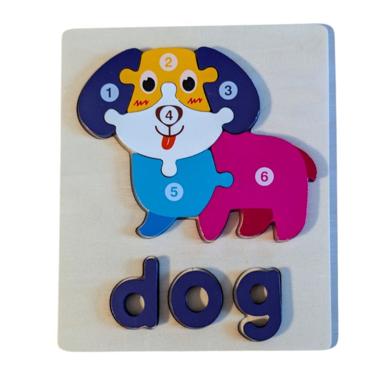 Wooden Animal Puzzle Set - Lion, Bear, Dog, and Hen