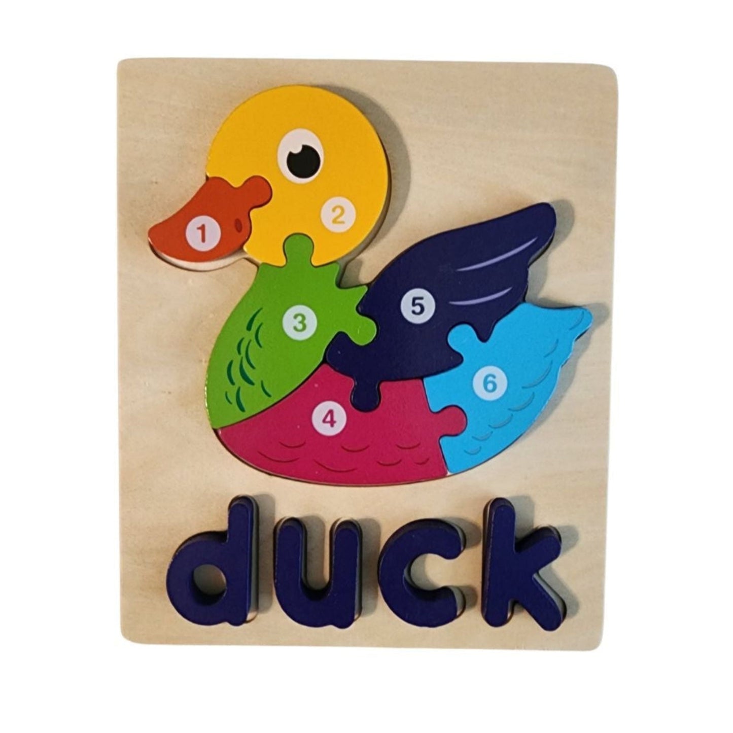 Wooden Animal Puzzle Set - Fish, Duck, Swan, and Frog