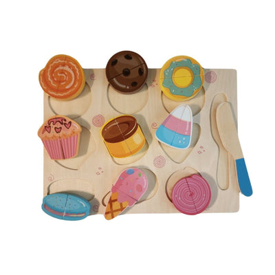 Wooden Puzzle Cutting Dessert Play Board