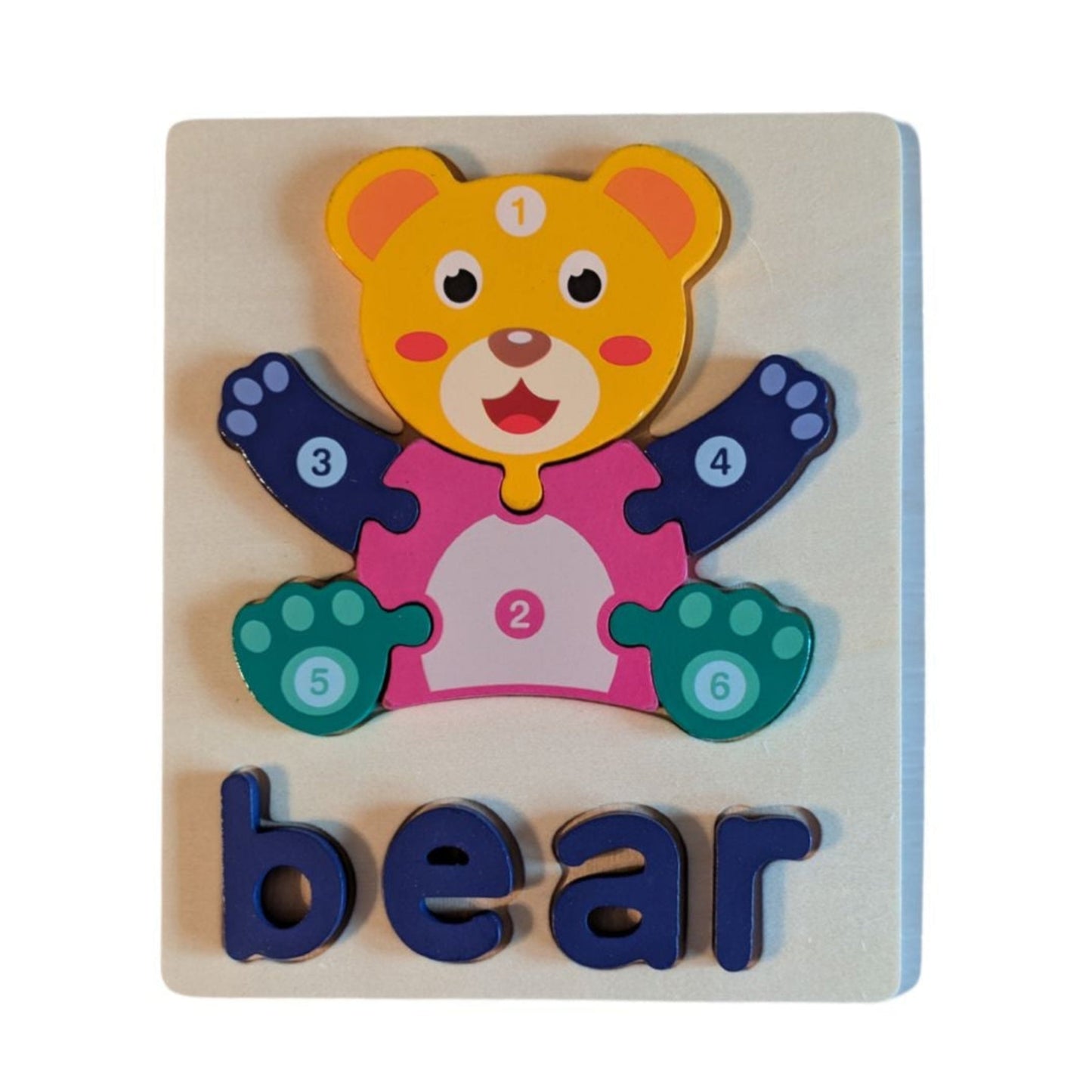 Wooden Animal Puzzle Set - Lion, Bear, Dog, and Hen