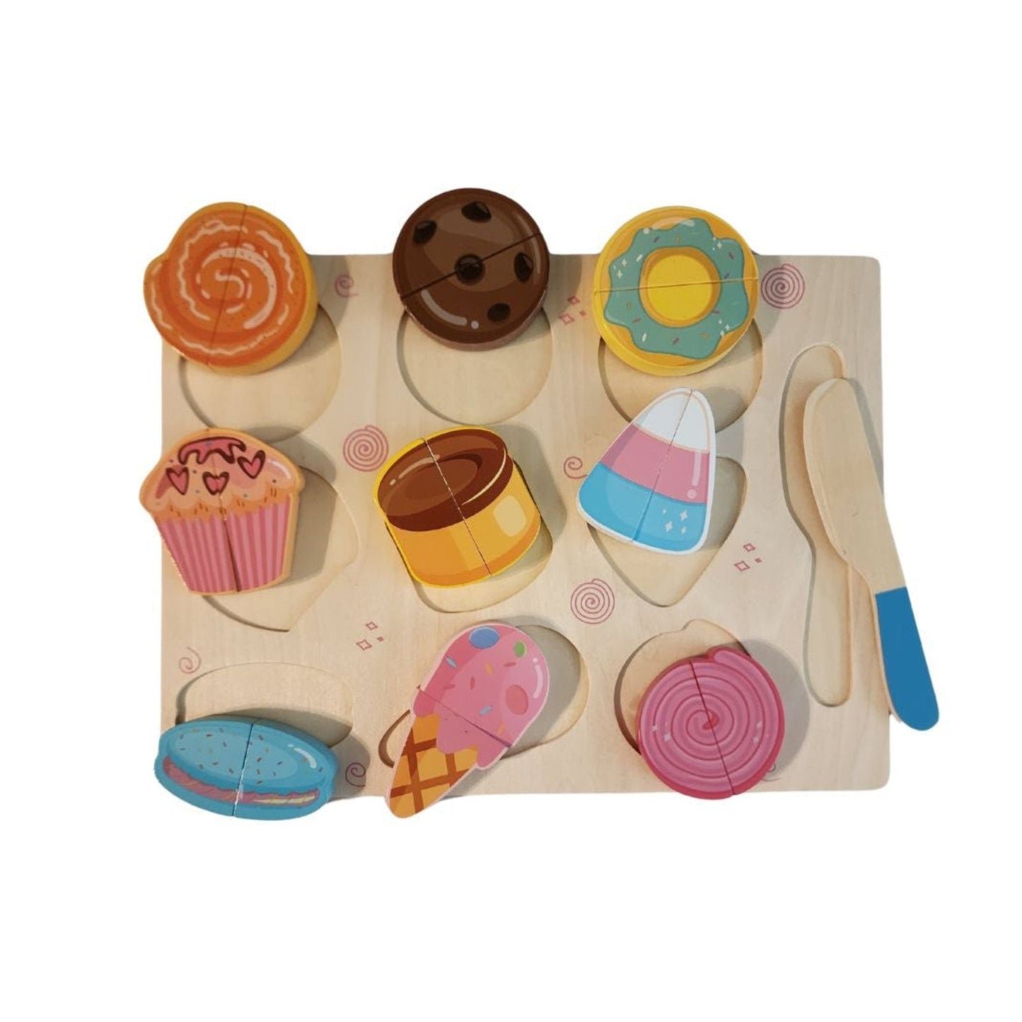 Wooden Puzzle Cutting Dessert Play Board