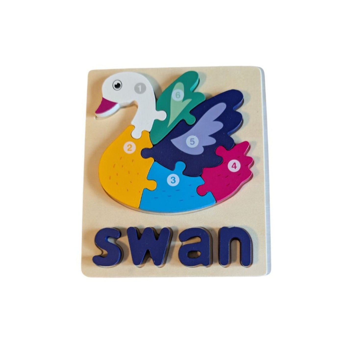 Wooden Animal Puzzle Set - Fish, Duck, Swan, and Frog