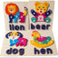 Wooden Animal Puzzle Set - Lion, Bear, Dog, and Hen